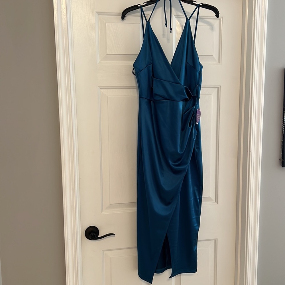 Windsor wrap touched midi dress teal MED